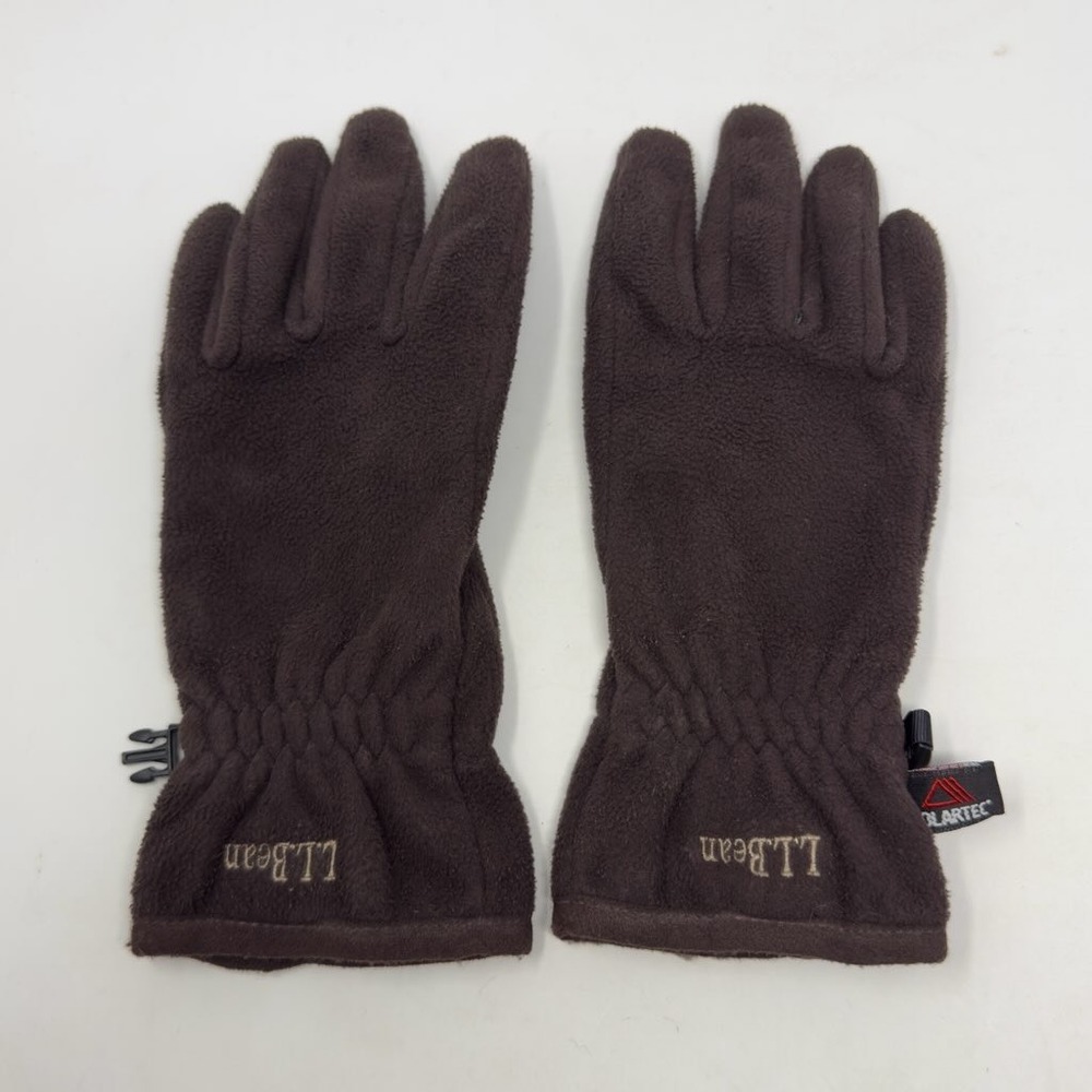 LL Bean Polartec Fleece‎ Gloves Women's Small Brown Reinforced Palm 0AFX9